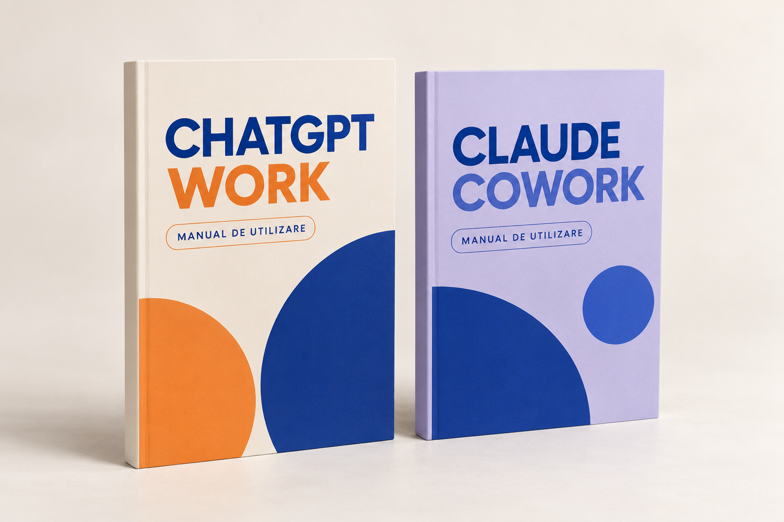 Mockup ilustrativ: manualele ChatGPT Work și Claude Cowork